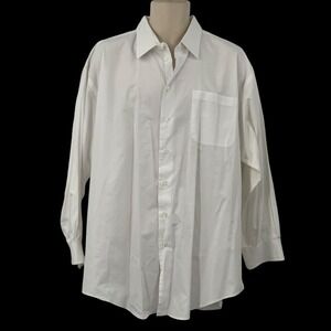 Nautica Classic White Cotton Button-Down‎ Dress Shirt Long Sleeve Size 18 32/33